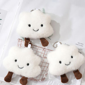 【MPJow】 Cartoon Cute White Cloud Plush Keychain Pendant Kawaii Key Charms Soft Doll Toys Gift Girl Backpack Accessories Decoration