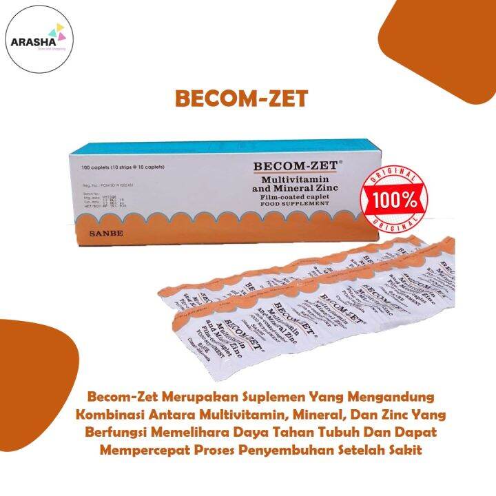 BECOM-ZET KAPLET Suplemen Multivitamin Daya Tahan Tubuh/Vitamin B ...