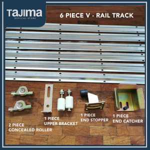 Sliding Gate V-Groove Hardware Set (Rollers Tracks Stopper Catcher Guide)