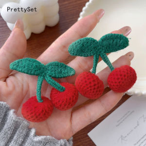 2ชิ้นคลิปผมหวานถักลายเชอร์รี่น่ารักผลไม้สีแดงเชอร์รี่3D Kawaii BB Barrette เครื่องประดับผมแฟชั่นที่สร้างสรรค์