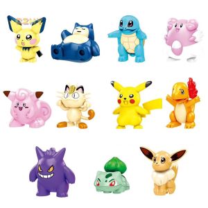 Anime Squirtle Blissey Pichu Clefairy Meowth Bulbasaur Eevee Figures Block Children Toy Gifts