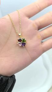 Copper inlaid zircon cat and bear pendant necklace for women light luxury cute versatile collarbone chain accessory fashionable for commuting