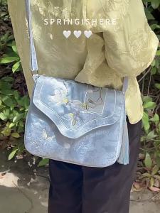 Womens vintage design embroidered crossbody bag Han-style Chinese element versatile casual tassel bag for leisure