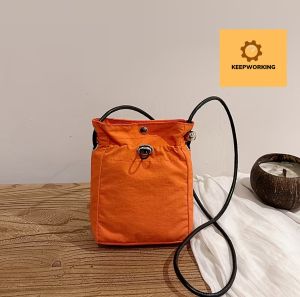 KW SHOP WomenS Crossbody Bag Drawstring Mini Bucket Bag Lightweight Nylon Fabric  Mini Shoulder Bag