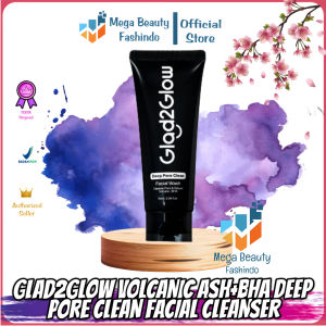 Glad2glow Volcanic Ash+BHA Deep Pore Clean Facial Cleanser 70ml | Mencegah Komedo Face Wash | G2G
