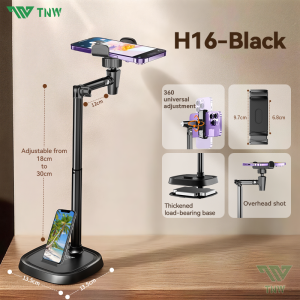 TNW H16 Phone Holder Tripod Phone Desktop Stand Overhead Shooting 360°rotation retractable stand height For Live Stream Vlogging
