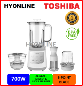 BL-70PR2NMY - TOSHIBA 700W BLENDER WITH GRINDER MINCER & JUICER STRAINER INCLUDED | TOSHIBA BLENDER | MESIN PENGISAR