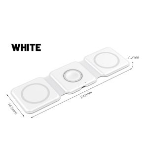 3 In 1 Magnetic Wireless Charger Foldable Charger Magsafe Stand Holder for Magsafe IPhone 14 13 Pro Max /Airpod /IWatch 7 6 Magnetic Wireless Fast Charger Foldable & Compact Supports iPh 15 Series Smartwatches & Earbuds