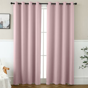 LUXU 1pc Full Shading Curtain Soundproof Heat Blackout Curtain With 8 Rings For Living Room Bedroom