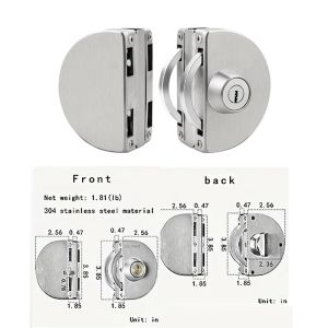 【READY STOCK】Stainless Steel No-Drill Lock/Toughened Glass Door/Central Lock Hardware Source/Office Lock Semicircle Hook