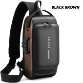 Trendy Sling Bag Waterproof Leather Casual Shoulder Bag Anti-theft Chest Bag with Combination Lock USB Charging Hole Multi Pocket Crossbody Bag Sports Backpack (Bulacan Ready Stock)