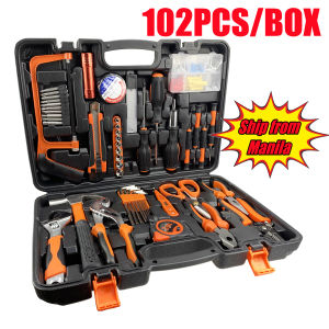 New 102-Piece General Household Tool Kit with Plastic Toolbox Case - High-Quality Hand Tools for Home Improvement