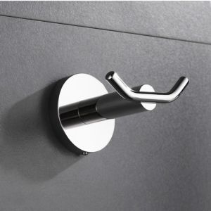 FUNG 1/2Pcs Wall Mounted Bathroom Hook Hardware Dual Hooks Towel Robe Holder Hanging Storage Stainless Steel Coat Rack for Kitchen