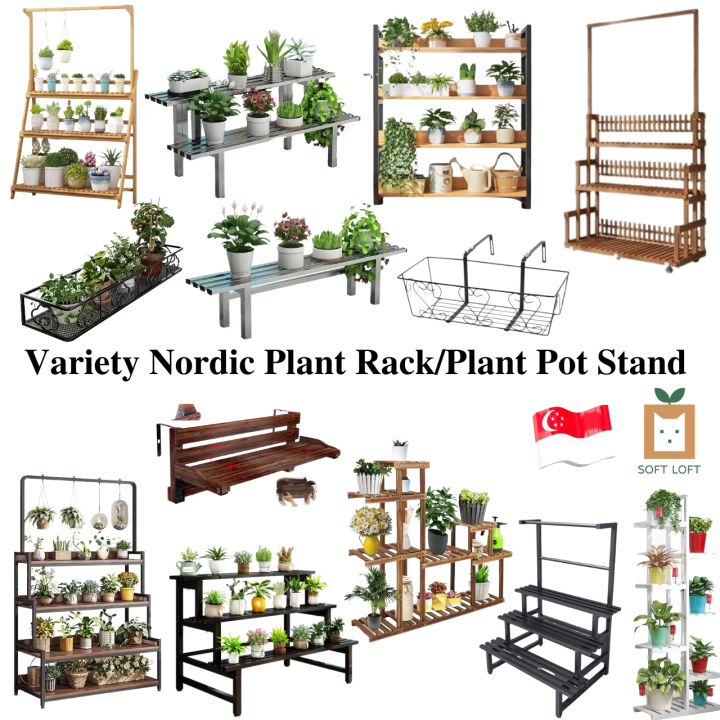 [SG STOCK] Plant Rack Plant Stand Wooden Plant Bamboo Rack Self Flower ...
