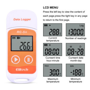 RC-5 Elitech + Bộ Ghi Dữ Liệu Nhiệt Độ Nhiệt Kế Ghi Âm USB Kỹ Thuật Số LCD Tự Động Độ Chính Xác Cao Đối Với Nhiệt Độ C/F
