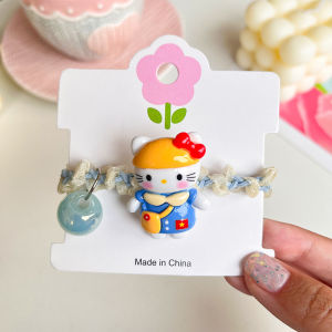 เชือกทอจาก Sanrio ที่ห่วงมัดผมแถบคาดศีรษะเด็กลายการ์ตูนน่ารักไม่เป็นอันตรายต่อเส้นผมเครื่องประดับศีรษะเชือกมัดผมของเด็กผู้หญิง