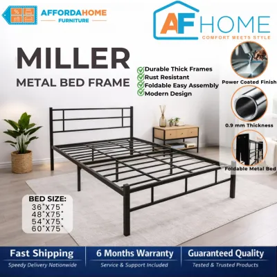 AF Home Miller Metal Bed Frame | Modern Minimalist Sturdy & Space-Saving