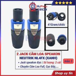 2 Jack Cắm Loa Speakon Neutrik Kèm 10M Dây Âm Thanh Giắc Cắm Loa Full Micro Cục Đẩy Cao Cấp - H2Pro Tech