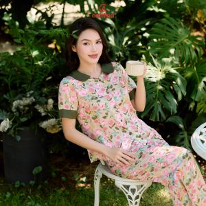 Đồ bộ Nữ CARDINA chất liệu lụa satin mềm mại thiết kế cổ sen cách điệu màu sắc nhã nhặn trẻ trung 4PCD02