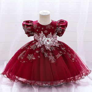 MQATZ Flower Toddler Baptism 1st Birthday Kids Clothes For Baby Girl Clothes Princess Dresses Lace Party Dress Vintage Costumes L2028XZ