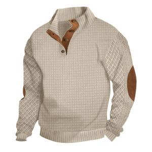 2024 European and American Cross-Border Spring and Autumn Patchwork Small Check Mens Long Sleeve Casual Top Embroidered Cardigan Pullover Sweatshirt