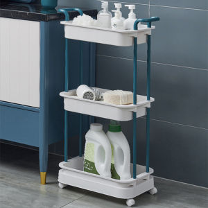 Kitchenut Multipurpose Fully Plastic Trolley Storage Rack Organizer Cart With Wheel And Ergonomic Handle