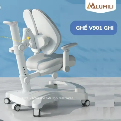 Ghế chống gù chống cận thông minh Lumili V901 điều chỉnh lưng ghế thiết kế công thái học cho trẻ em từ 3- 18 tuổi