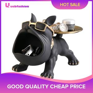 【New Arrival】 Bulldog Art Figurines Entrance Crafts Resin Key Holder Figurine Candy Sundries Household Supplies for Study Coffee Shop