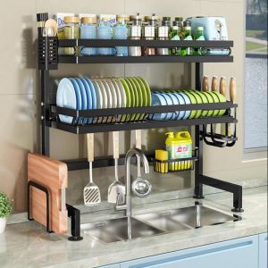 Dish Drying Rack Over Sink Kitchen Supplies Storage Shelf Countertop Space Saver Display