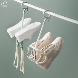 Vision Multifunctional Shoes Hanger Drying Rack with Clip 360 degree rotatable shoes Hooks Household Antiskid Adjustable Shoes Hooks Hanging Closet Organizer Shelf for Indoor And Outdoor