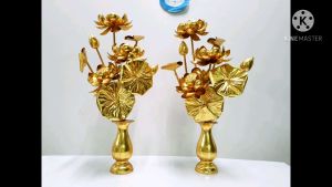 Brass Byfa W1114 - คู่ดอกบัว รัตนปทูม แจกรักดอกไม้ หน้าพระพูทธ และดอกไม้ทองเหลือง คู่ดอกบัว