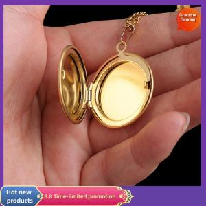 Graceful Stainless Steel Photo Locket Necklace 3 Colors Open Round Pendant Necklaces