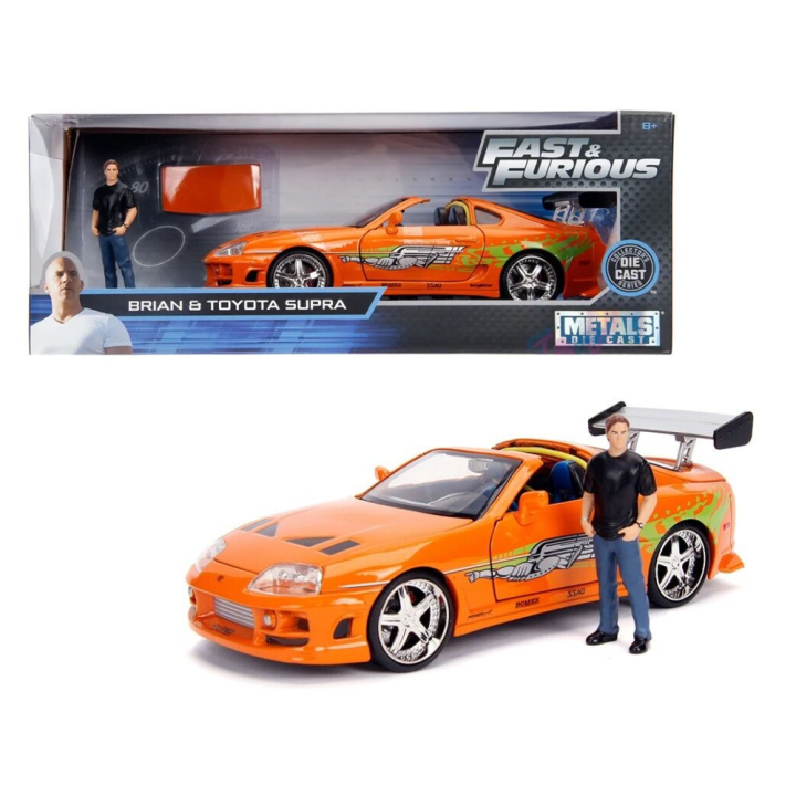 Jada 1/24 Scale Fast & Furious Brian & Toyota Supra w/ Brian Figure Die ...