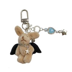 Lovely Plush Rabbit Keychain Alloy Carabiner Decorative Bag Charm Hanging Ornament For Students Outdoors