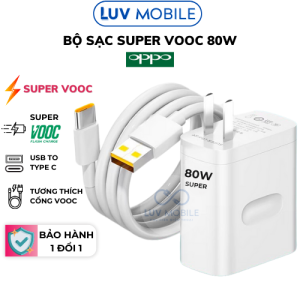 Bộ Sạc Nhanh Oppo 80W Super VOOC Full Box Dùng Cho Oppo Realme Q5 Pro GT Neo 3 Reno 5.Chân Cắm Usb To Type C