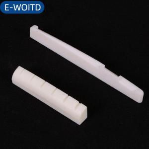 E-WOITD Ivory bridge saddle and slotted nut suitable for 6-string acoustic guitar