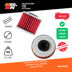 (K&N KN-117) Lọc nhớt KN117 cho Honda Africa Twin MSX Monkey Forza Goldwing Rebel SuperCup X-Adv