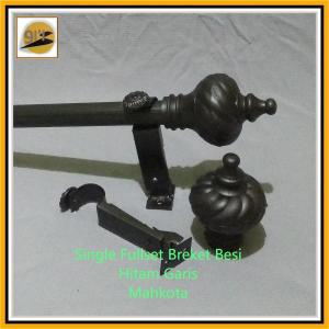 Tiang Gorden 4 meter Single FullSet Minimalis Breket Besi Batang Ulir dan Garis Tirai Pintu Jendela Mahkota