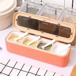 Zaman Now -  Set Tempat Bumbu Dapur Serbaguna / Tempat Penyimpanan Bumbu Dapur 4 in 1 / Kotak Penyimpanan Bumbu Dapur Minimalis