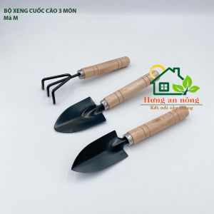 Bộ 3 cuốc cào gỗ mini dụng cụ làm vườn size M