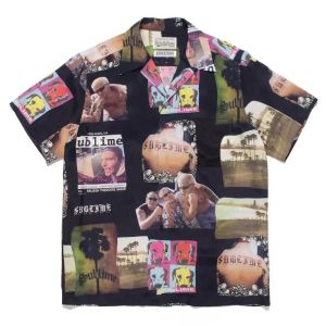 Classics WACKO MARIA SHIRT Premium Quality 1:1 Print Hawaiian Beach Loose fit Cuban Collar Mens Womens Shirt With Tags