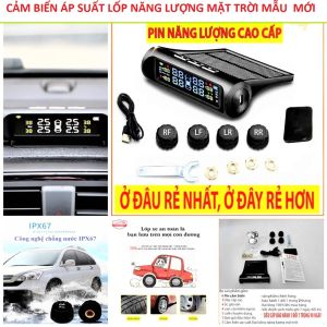 BỘ CẢM BIẾN ÁP SUẤT LỐP Ô TÔ KHÔNG DÂY MẪU MỚI  PIN SẠC NĂNG LƯỢNG MẶT TRỜI LẮP CÁC LOẠI XE  MÀN HÌNH LCD