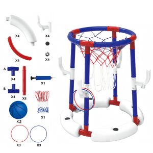 Water Basketball Hoop Inflatable Floating Basketball Stand for Family Swimming Pool Throwing Toys