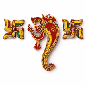 Small Om Ganpati Rangoli Sticker for Door & Wall Decor | Traditional Indian Festive Decoration Sticker for Home Pooja & Gift Use