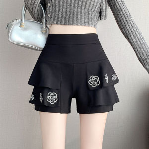 YIMEI 2024 new cake skirt pants with diamond half skirt autumn and winter plus size womens clothing thick high waist slimming boots skirt wide leg pants