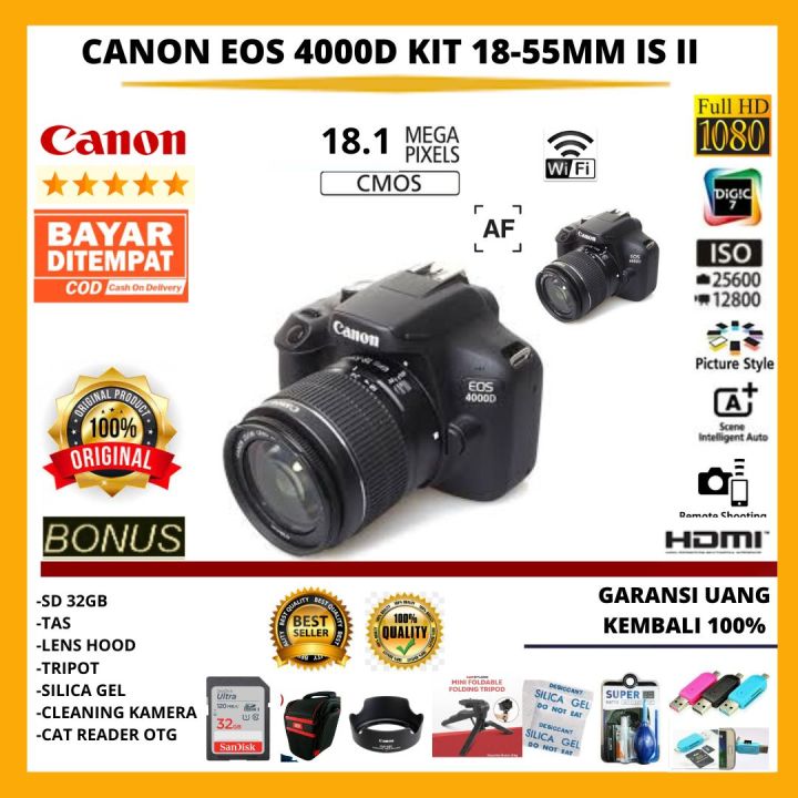Kamera Canon EOS 4000D KIT 18-55MM III FREE ACCESORIES KAMERA Lazada  Indonesia