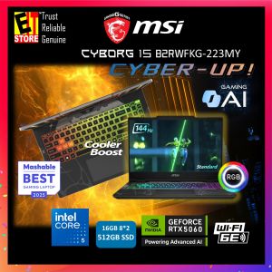 MSI LAPTOP Cyborg 15 B2RWFKG-223MY (Intel Core 5 210H/16GB/512GB SSD/15.6" FHD 144HZ/ NEW NVIDIA RTX5060 8GB/4-ZONE RGB KEY/W11/BAG/2Y) Gaming Laptop