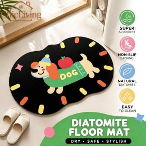 ChicLiving Cute Puppy Floor Mat Diatomite Absorbent Anti Slip Dirt Resistant Bathroom Alas Lantai Pintu