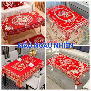[4 màu tùy chọn]Khăn trải bàn 3D in nổi 90cmx150cm sang trọng không thấm nước chống thấm dầu mỡ dễ lau chùi