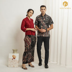 Nusa Kebaya Setelan Kebaya Couple Batik Set Kebaya Kartini Kebaya Floy Brukat Couple Kemeja Batik